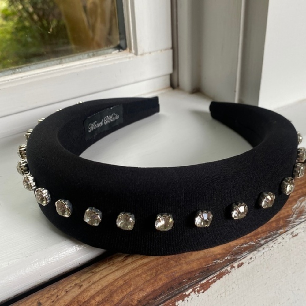 Anthropologie Wide Black Embellished Headband
